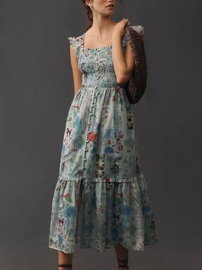 NWOT. Anthropologie Peregrine Square Neck Midi Dress. XS